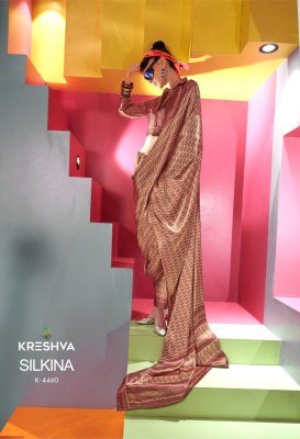 Kreshva Silkina Catalog Spanish Satin Suits with Kashmiri Prints sarees catalogs