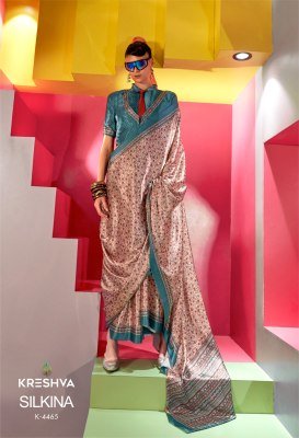 Kreshva Silkina Catalog Spanish Satin Suits with Kashmiri Prints sarees catalogs