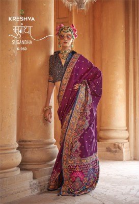 Kreshva Sugandha Super 2007 PV Silk Fabric Luxury HB Print, Glory Finish Saree Wholesale sarees catalogs