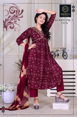 Krishna Trendz by Abanti vol 1 reyon printed flared kurti catalogue at wholesale price Amavi