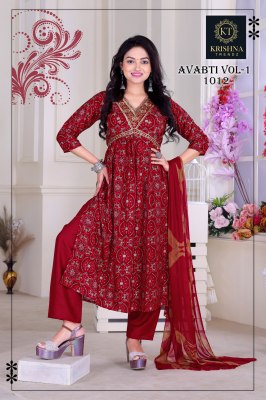 Krishna Trendz by Abanti vol 1 reyon printed flared kurti catalogue at wholesale price kurtis catalogs