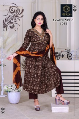 Krishna Trendz by Abanti vol 1 reyon printed flared kurti catalogue at wholesale price kurtis catalogs