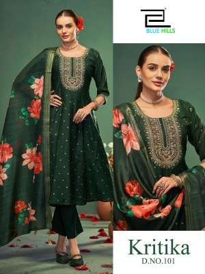 Kritika by Blue hills Roman Silk Chanderi butti kurti pant with dupatta collection at affordable rate readymade suit catalogs