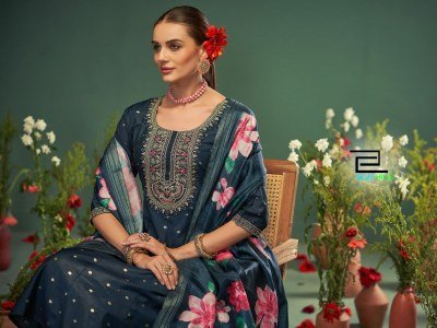 Kritika by Blue hills Roman Silk Chanderi butti kurti pant with dupatta collection at affordable rate readymade suit catalogs