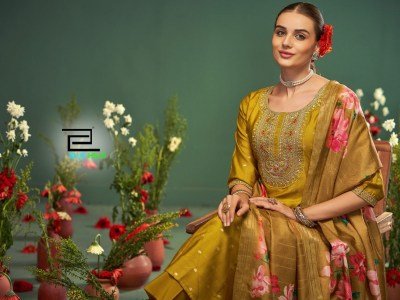 Kritika by Blue hills Roman Silk Chanderi butti kurti pant with dupatta collection at affordable rate readymade suit catalogs