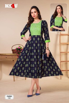 Ks4u Farki Liva Rayon Ghera Stylish Wholesale Kurti Catalogue  kurtis catalogs