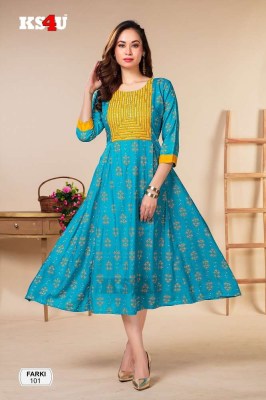 Ks4u Farki Liva Rayon Ghera Stylish Wholesale Kurti Catalogue  kurtis catalogs
