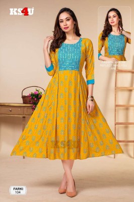 Ks4u Farki Liva Rayon Ghera Stylish Wholesale Kurti Catalogue  kurtis catalogs