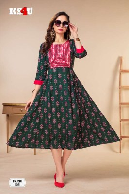 Ks4u Farki Liva Rayon Ghera Stylish Wholesale Kurti Catalogue  kurtis catalogs