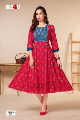 Ks4u Farki Liva Rayon Ghera Stylish Wholesale Kurti Catalogue  kurtis catalogs