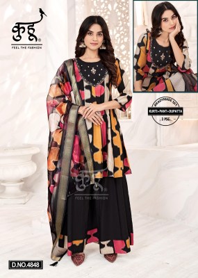 Kuhoo Fashion Presents New 3Psc Readymade Kurti Pant Dupatta set collection  kurti pant with dupatta Catalogs