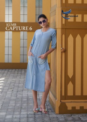 Kumb Capture 6 by Seriema Exclusive cotton denim with aari hand work kurti catalogue at affordable rate kurtis catalogs