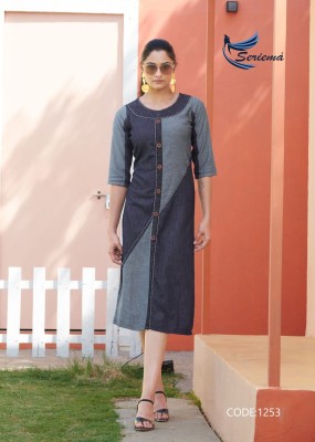 Kumb Capture 6 by Seriema Exclusive cotton denim with aari hand work kurti catalogue at affordable rate kurtis catalogs