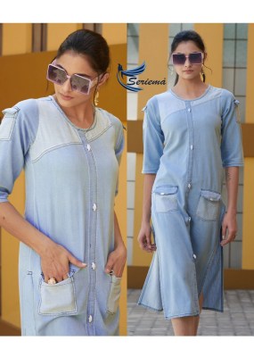 Kumb Capture 6 by Seriema Exclusive cotton denim with aari hand work kurti catalogue at affordable rate kurtis catalogs
