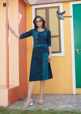 Kumb Capture 6 by Seriema Exclusive cotton denim with aari hand work kurti catalogue at affordable rate kurtis catalogs