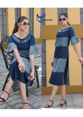 Kumb Capture 6 by Seriema Exclusive cotton denim with aari hand work kurti catalogue at affordable rate kurtis catalogs