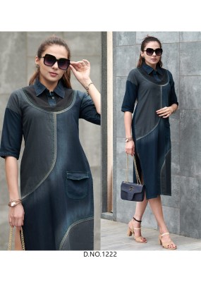 Kumb SERIEMA by RAPID beautiful cotton denim kurti with different shades catalogue kurtis catalogs