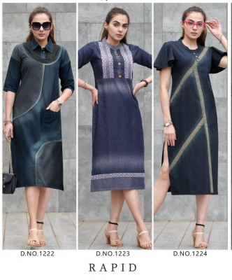 Kumb SERIEMA by RAPID beautiful cotton denim kurti with different shades catalogue kurtis catalogs