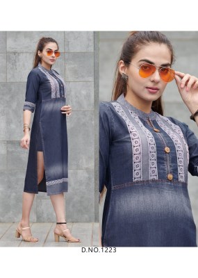 Kumb SERIEMA by RAPID beautiful cotton denim kurti with different shades catalogue kurtis catalogs