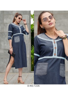 Kumb SERIEMA by RAPID beautiful cotton denim kurti with different shades catalogue kurtis catalogs