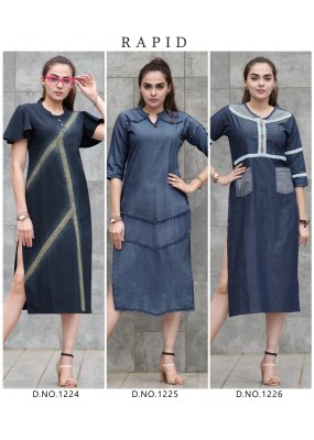 Kumb SERIEMA by RAPID beautiful cotton denim kurti with different shades catalogue kurtis catalogs