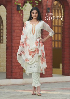 Kumb Softy present heavy georgette shiffli work kurti pant and dupatta catalogue at low rate Amavi
