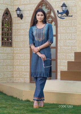 Kumb westin 2 by Seriama cotton embroidered denim kurti collection at affordable rate kurtis catalogs