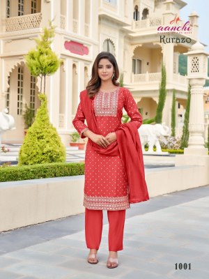 Kurazo by Aanchi Roman Straigth Cut top bottom with dupatta collection at low rate readymade suit catalogs