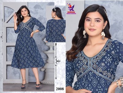 Kurta catalog by Silver shines Printed  Aaliya cut Flared Kurta at wholesale price kurtis catalogs
