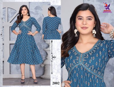 Kurta catalog by Silver shines Printed  Aaliya cut Flared Kurta at wholesale price kurtis catalogs