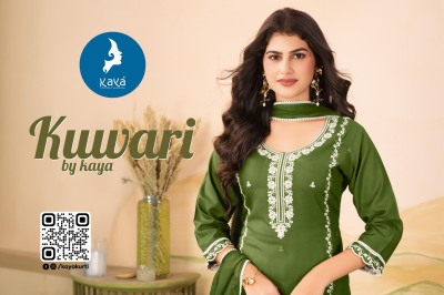 Kuwari by Kaya Reyon 3 Piece Straight cut top bottom and dupatta collection at low rate readymade suit catalogs