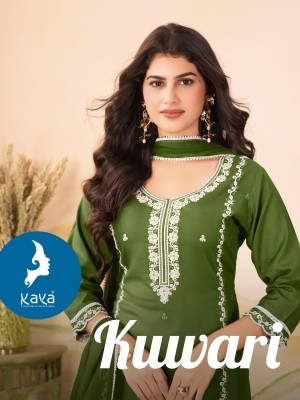 Kuwari by Kaya Reyon 3 Piece Straight cut top bottom and dupatta collection at low rate readymade suit catalogs