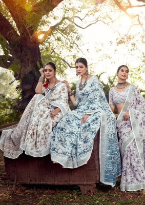 L T Fashion Vidhya Vol 2 Shimmer Weave Silver Heritage SaSilver Auraree Linen Cotton  Catalague Wholesale  sarees catalogs