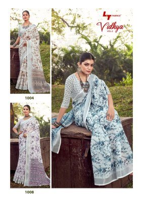 L T Fashion Vidhya Vol 2 Shimmer Weave Silver Heritage SaSilver Auraree Linen Cotton  Catalague Wholesale  sarees catalogs