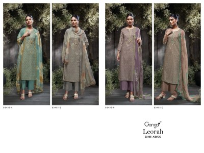 LEORAH 3435 by Ganga Premium Cotton Printed Embroidered dress material catalogue at low rate dress material catalogs
