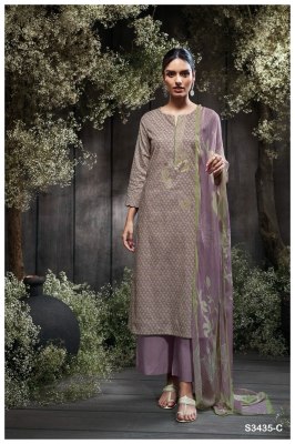 LEORAH 3435 by Ganga Premium Cotton Printed Embroidered dress material catalogue at low rate dress material catalogs