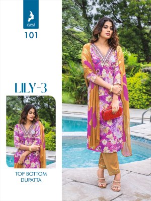 LILY 3 BY kAaya reyon printed straight cut kurti pant and dupatta catalogue readymade suit catalogs