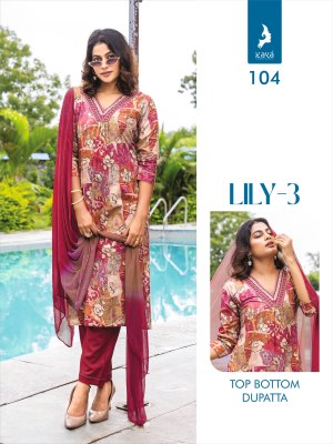 LILY 3 BY kAaya reyon printed straight cut kurti pant and dupatta catalogue readymade suit catalogs