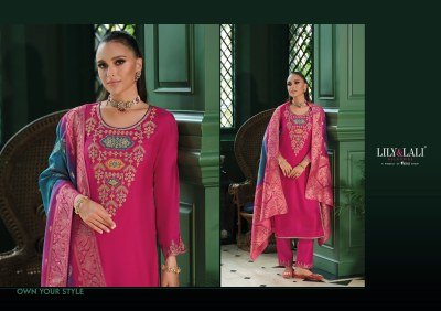 LILY And LALI Mahek e Vastra Designer Embroidered Viscose Suit with Lace Pant And Jacquard Dupatta Wholesale kurtis catalogs