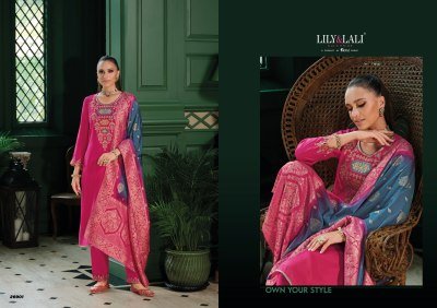 LILY And LALI Mahek e Vastra Designer Embroidered Viscose Suit with Lace Pant And Jacquard Dupatta Wholesale kurtis catalogs