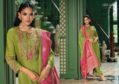 LILY And LALI Mahek e Vastra Designer Embroidered Viscose Suit with Lace Pant And Jacquard Dupatta Wholesale kurtis catalogs