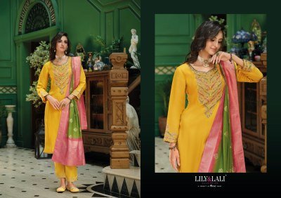 LILY And LALI Mahek e Vastra Designer Embroidered Viscose Suit with Lace Pant And Jacquard Dupatta Wholesale kurtis catalogs