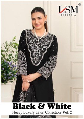 LSM Black & White Vol-2 Karachi Pure Cotton Dress Material wholesale catalogs