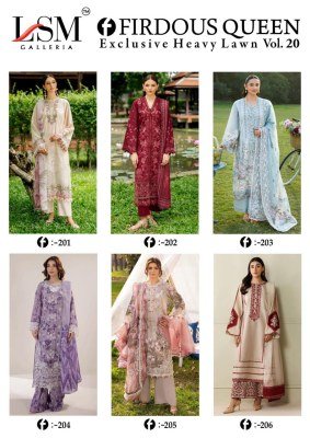 LSM Firdous Queen Vol-20 Pure Heavy Lawn Dress Material Collection dress material catalogs