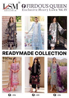 LSM Galleria Firdous Queen Vol 15 Exclusive Heavy Lawn Suit Set  Pure Lawn Top And Bottom, Pure Cotton Dupatta Wholesale kurtis catalogs