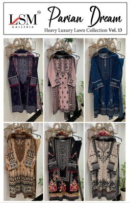 LSM Galleria Parian Dream Heavy Luxury Lawn Collection Vol 13  Pure Heavy Lawn Top Bottom And Dupatta Wholesale kurtis catalogs