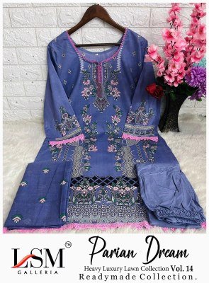 LSM Parian Dream Vol 14  Heavy Luxury Lawn 3 Piece Suit Top And Bottom Pure Heavy Lawn Dupatta Pure Cotton Wholesale kurtis catalogs