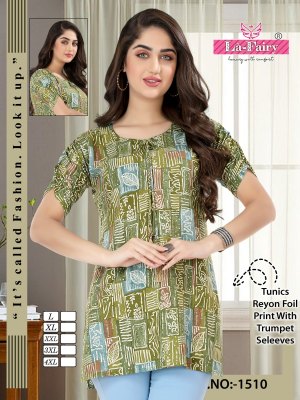 La fairy present reyon foil printed tunics catalogue at affordable rate western wear catalogs