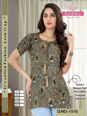 La fairy present reyon foil printed tunics catalogue at affordable rate western wear catalogs