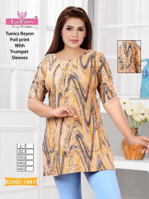 La fairy present reyon foil printed tunics catalogue at affordable rate western wear catalogs